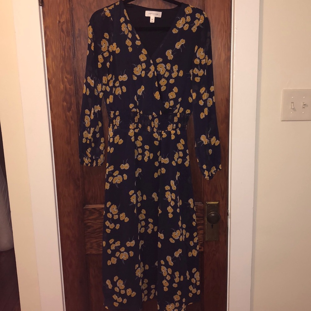 Navy bohemian long sleeve dress